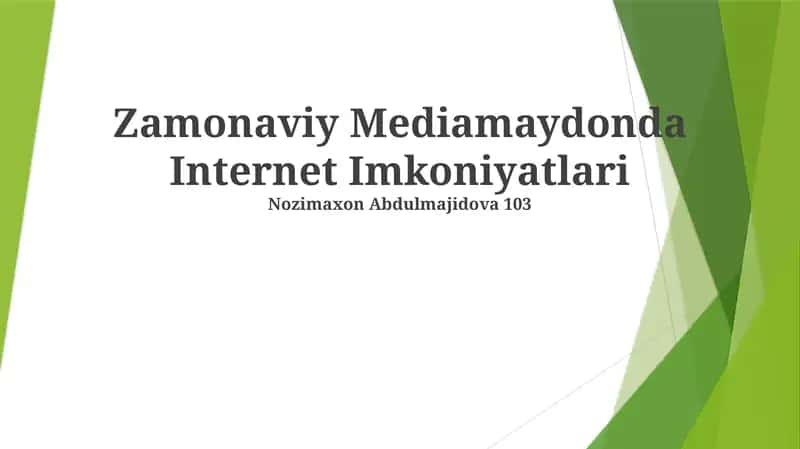 Zamonaviy Mediamaydonda Internet Imkoniyatlari 1