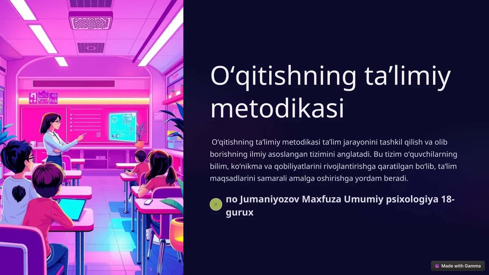 Oʻqitishning taʼlimiy metodikasi 1
