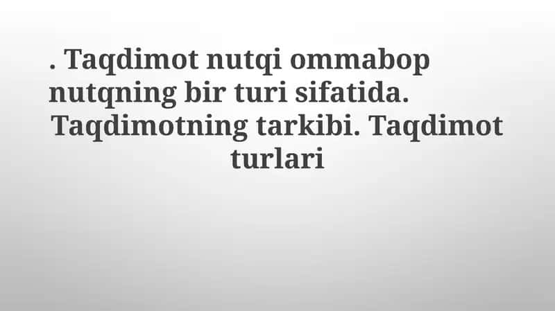 Taqdimot nutqi 1