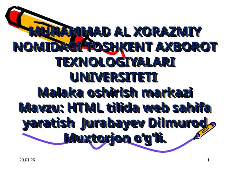 Htmlda web sahifalar yaratish mavzusi buyicha dars ishlanma 1