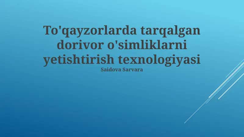 To'qayzorlarda tarqalgan dorivor o'simliklarni yetishtirish texnologiyasi 1