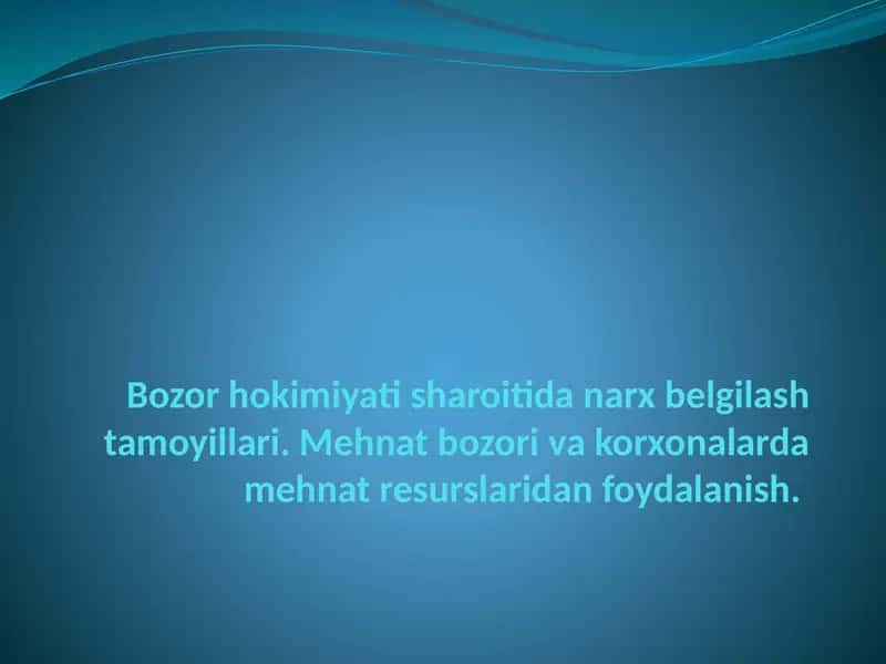 Bozor hokimiyati sharoitida narx belgilash 1