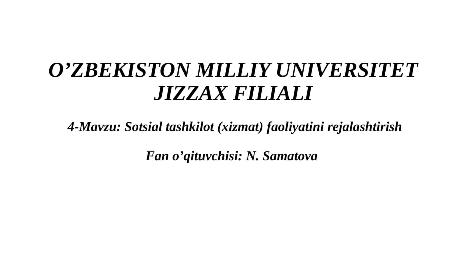 Sotsialtashkilot(xizmat)faoliyatinirejalashtirish 1