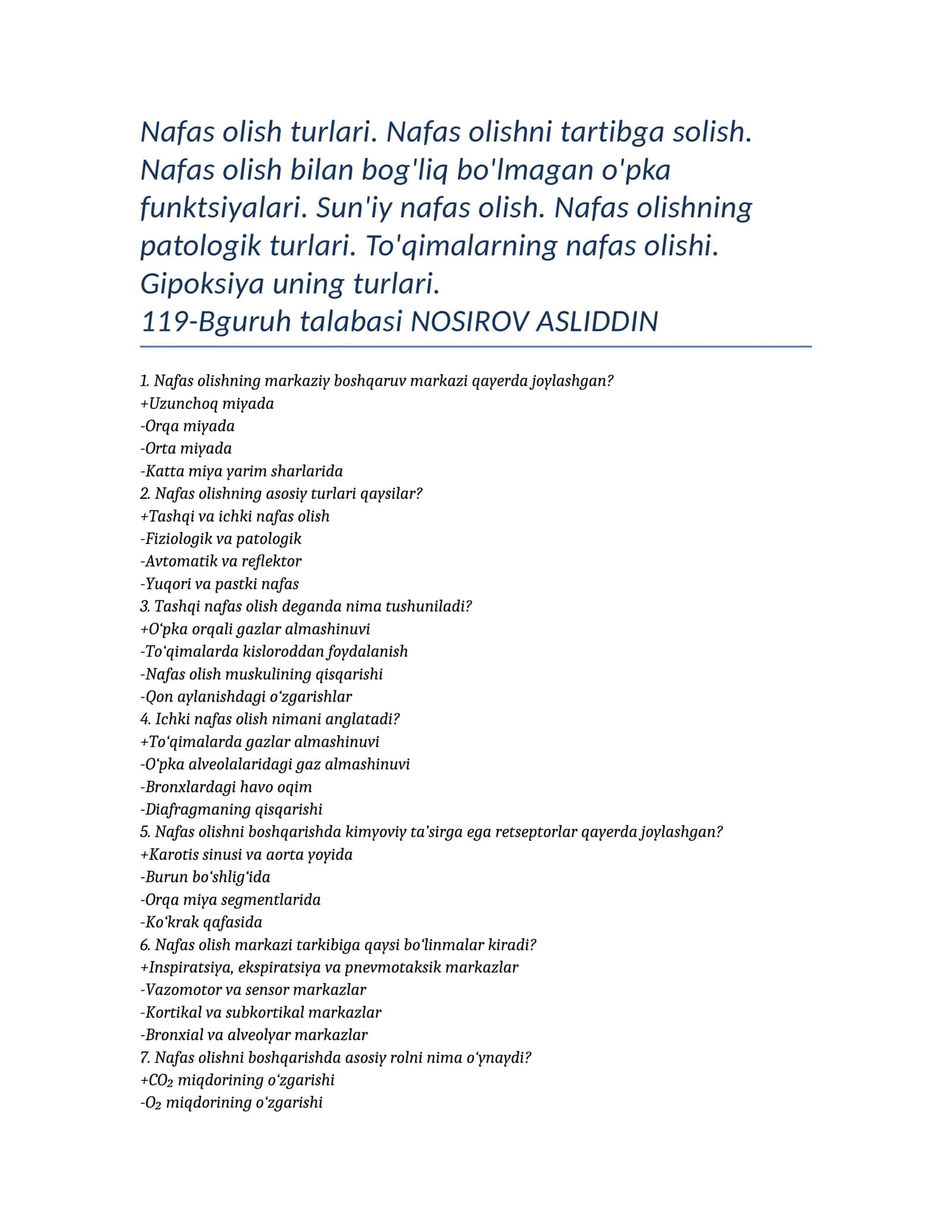 Nafas olish turlari va gipoksiya 1