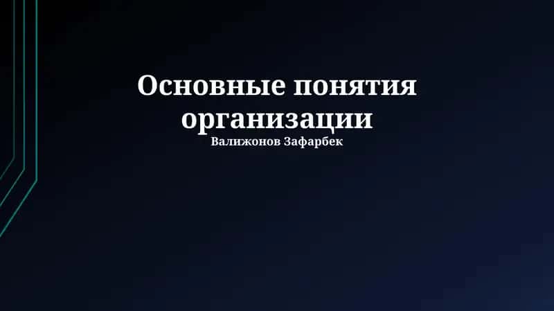 Основные понятия организации 1