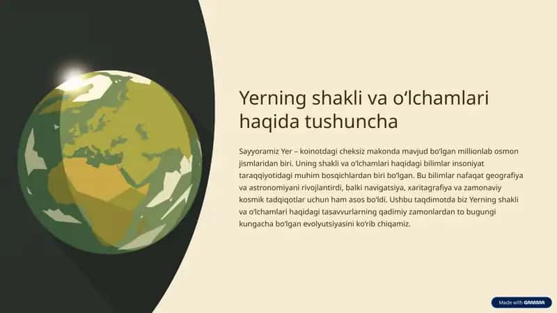 Yerning shakli va o‘lchamlari haqida tushuncha 1