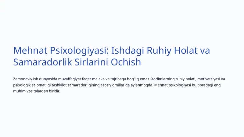 Mehnat Psixologiyasi 1