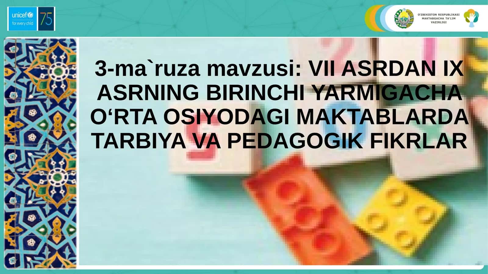 VII ASRDAN IX ASRNING BIRINCHI YARMIGACHA O‘RTA OSIYODAGI MAKTABLARDA TARBIYA VA PEDAGOGIK FIKRLAR 1