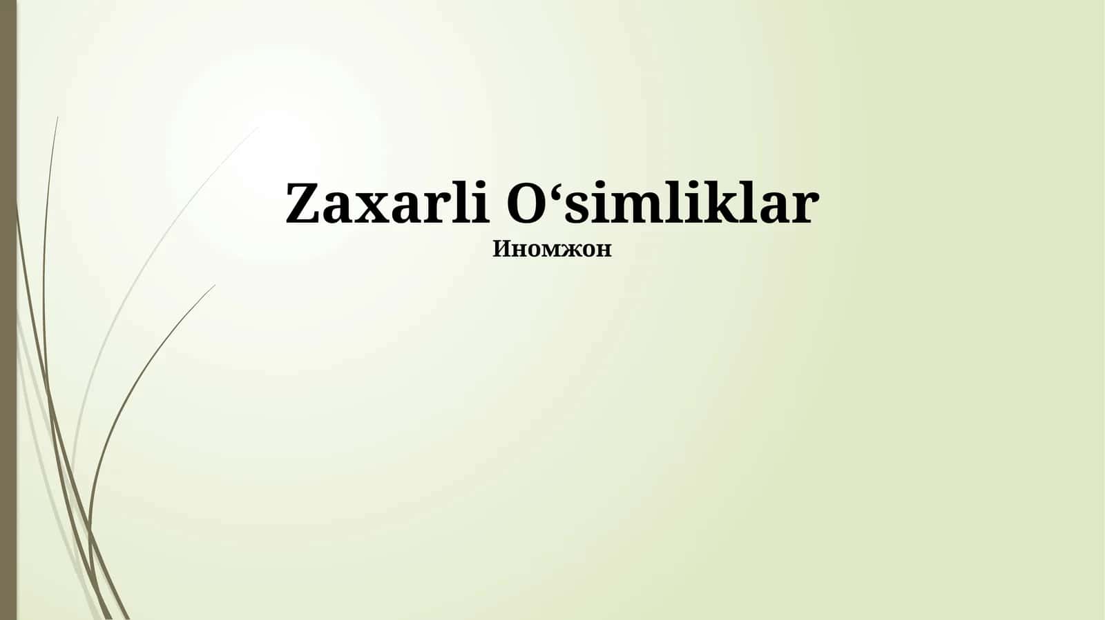 Dorivor O'simliklar 1