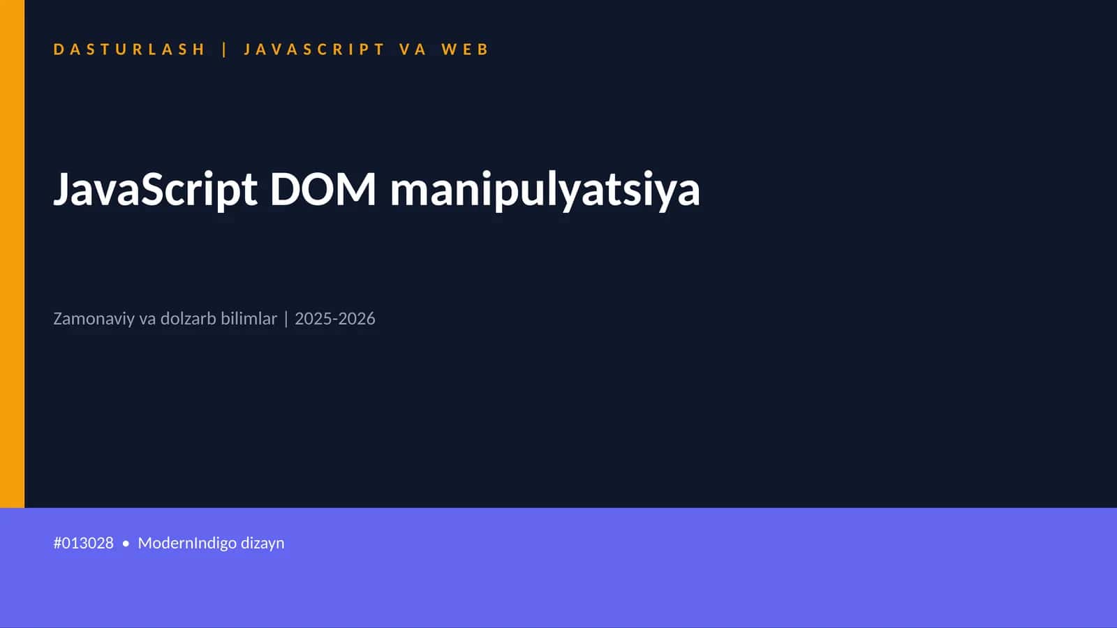 DASTURLASH | JAVASCRIPT VA WEB 1