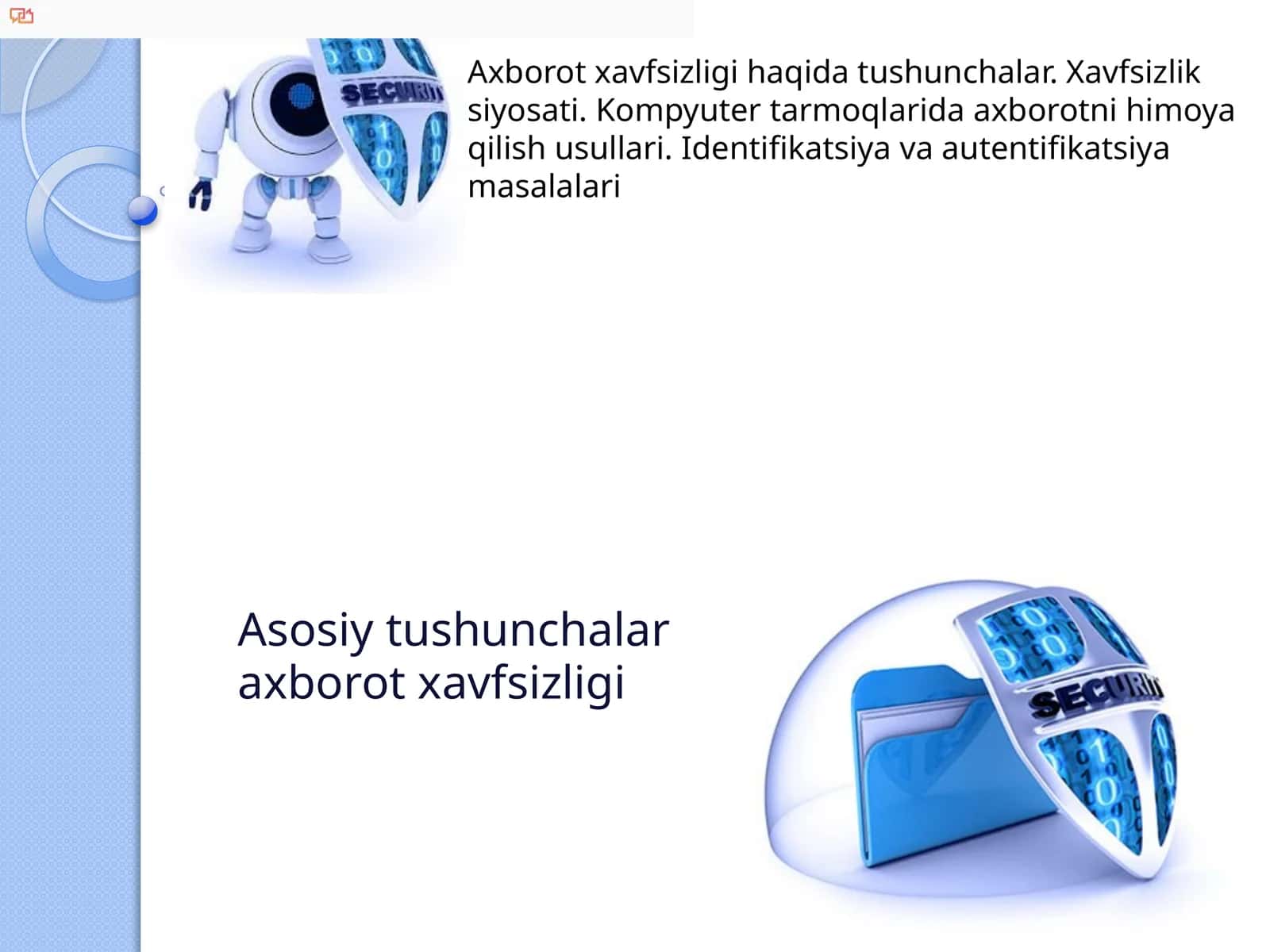 Asosiy tushunchalar axborot xavfsizligi 1