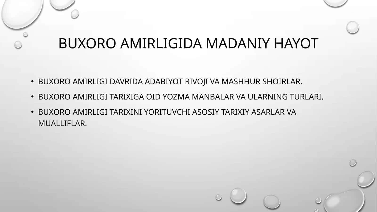 Buxoro amirligida madaniy hayot 1