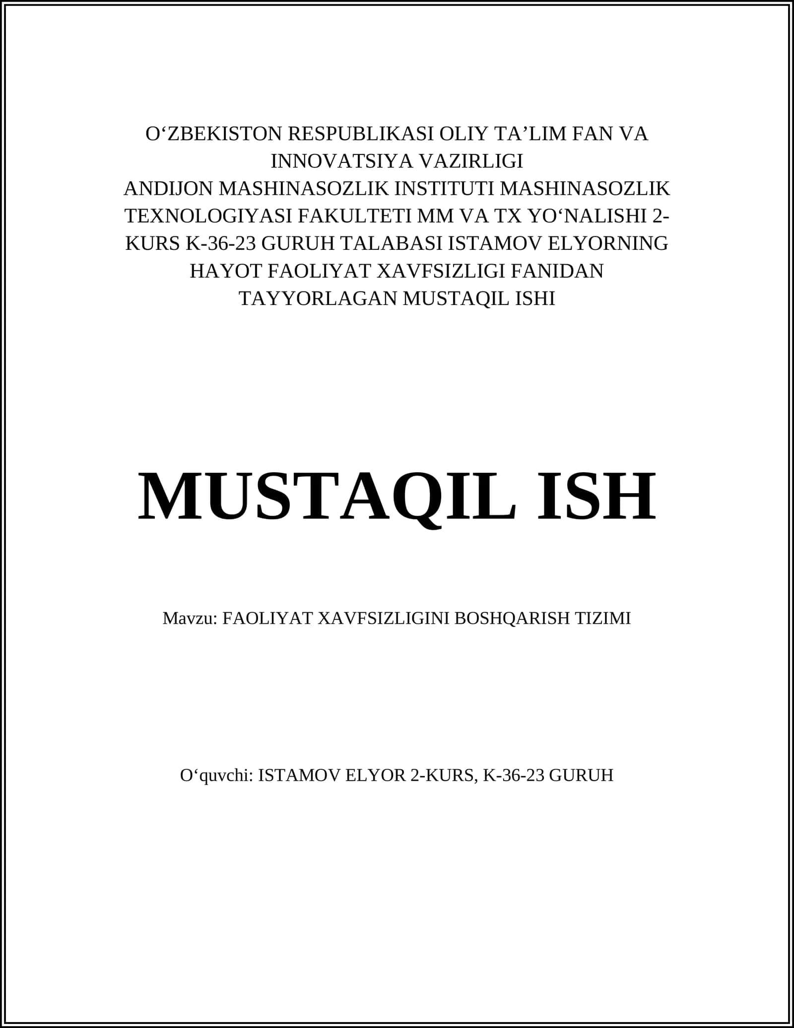 FAOLIYAT XAVFSIZLIGINI BOSHQARISH TIZIMI 1