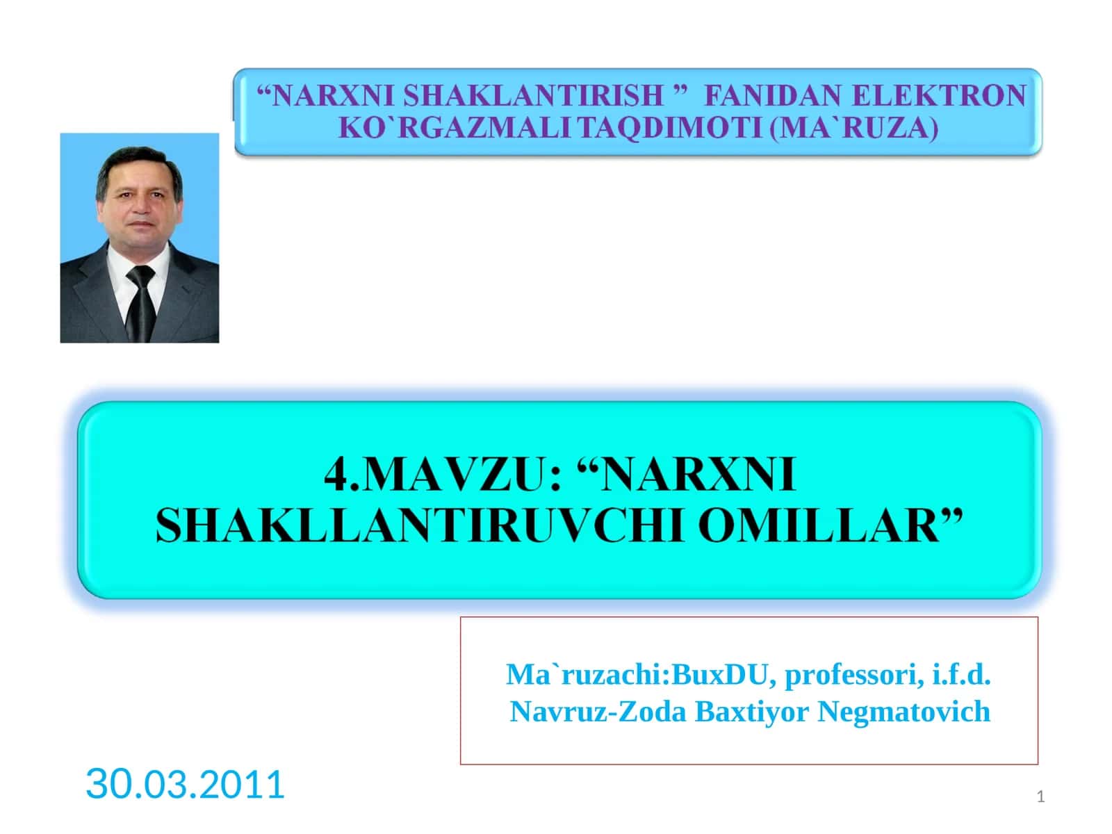 Narxni shakllantiruvchi omillar tasnifi 1