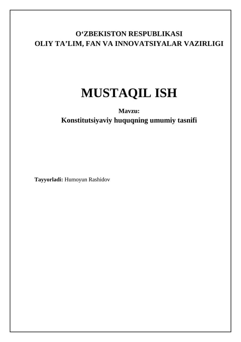 Konstitutsiyaviy huquqning umumiy tasnifi 1