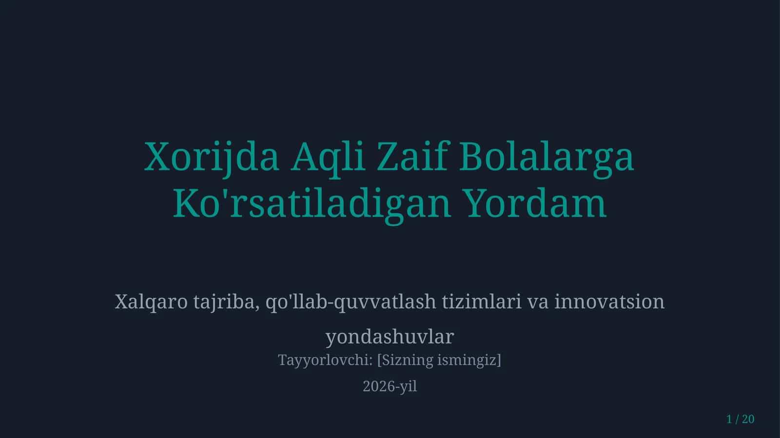 Xorijda aqli zaif bolalarga ko'rsatiladigan tordam 1