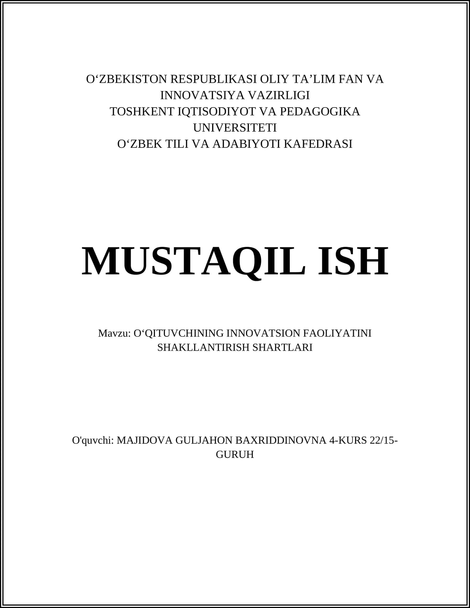 Pedagogik innovatsiyalarni qo‘llab-quvvatlash tizimi 1