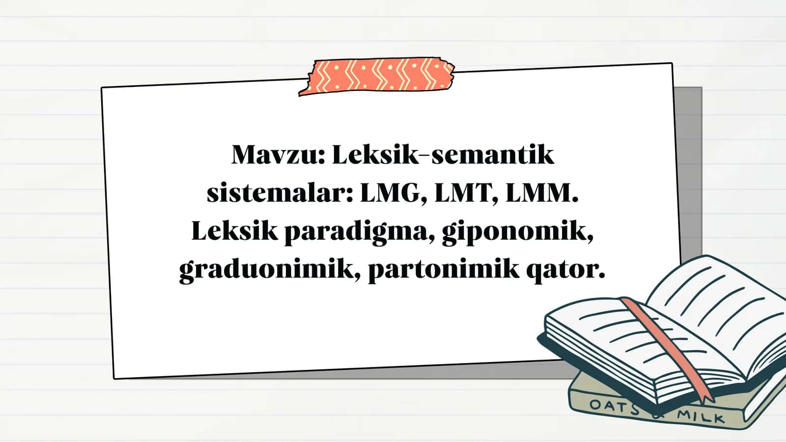 Leksik-semantik sistemalar LMG, LMT, LMM. Leksik paradigma, giponomik, graduonimik, partonimik qator. 1