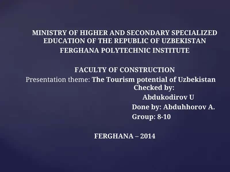 The Tourism potential of Uzbekistan 1