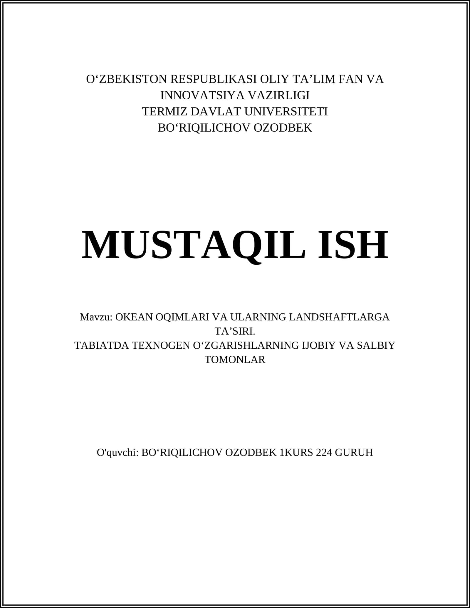 OKEAN OQIMLARI VA ULARNING LANDSHAFTLARGA TA’SIRI 1