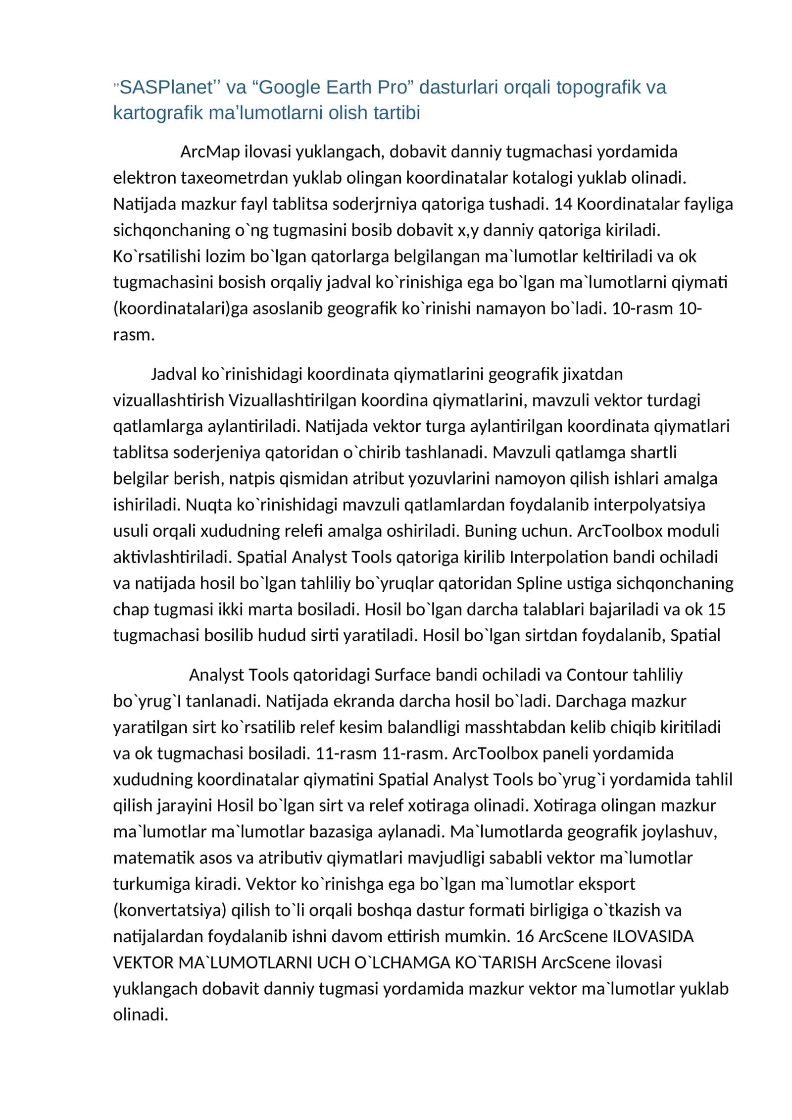 ʼʼSASPlanetʼʼ va “Google Earth Pro” dasturlari orqali topografik va kartografik maʼlumotlarni olish tartibi 1