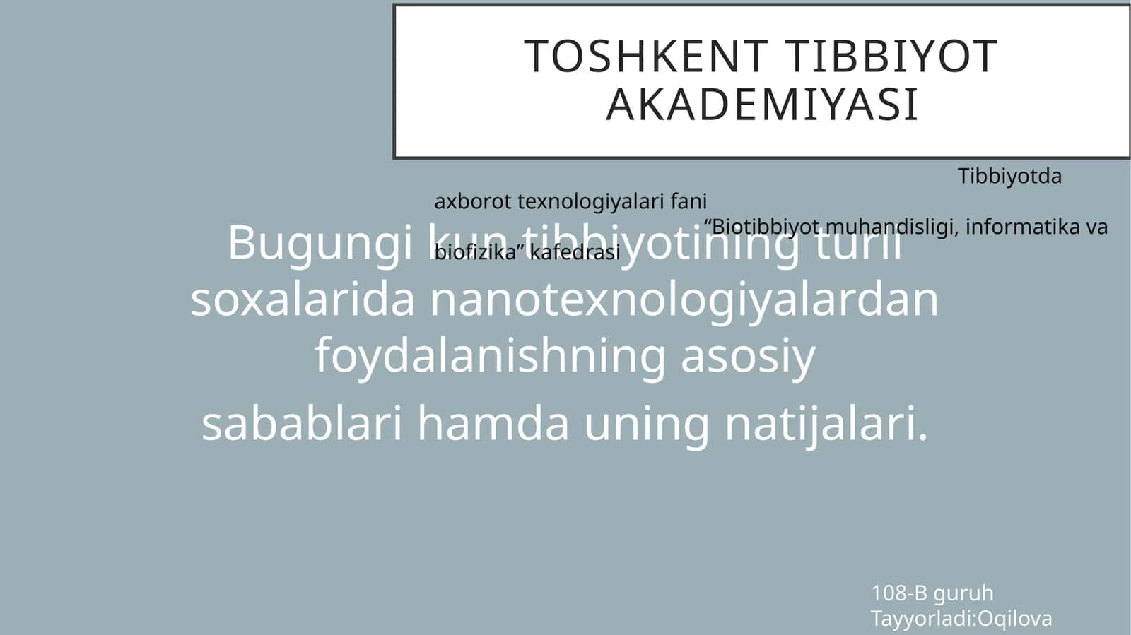 Nanotexnologiyalar tibbiyotda 1