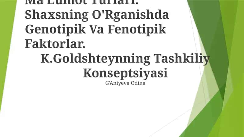 Shaxsning O'Rganishdagi Ma'Lumot Turlari 1