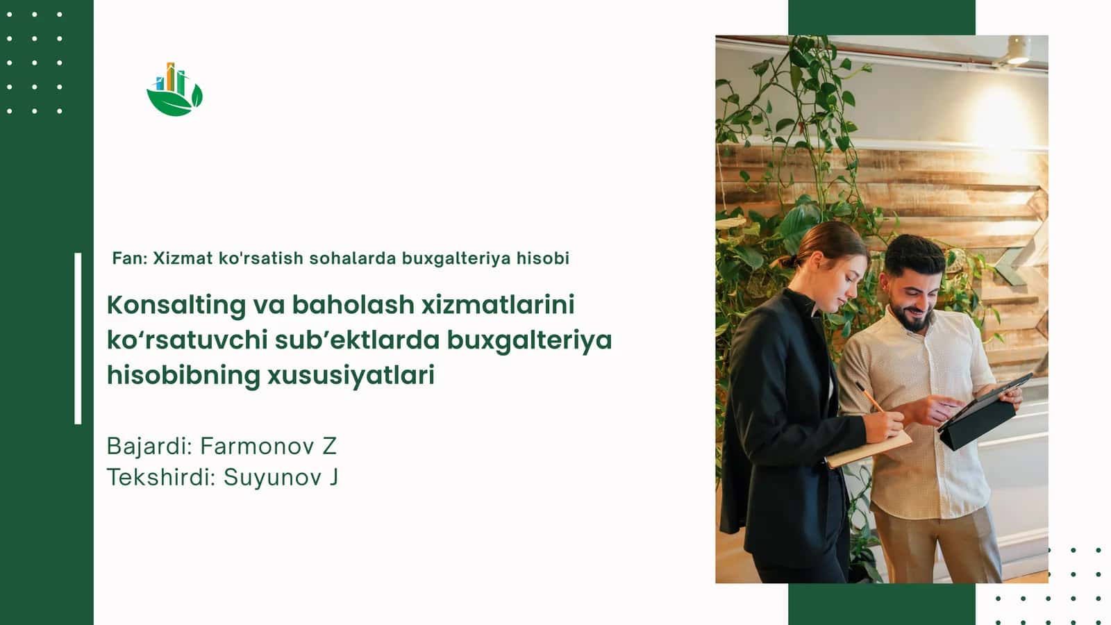 Konsalting va baholash xizmatlari 1