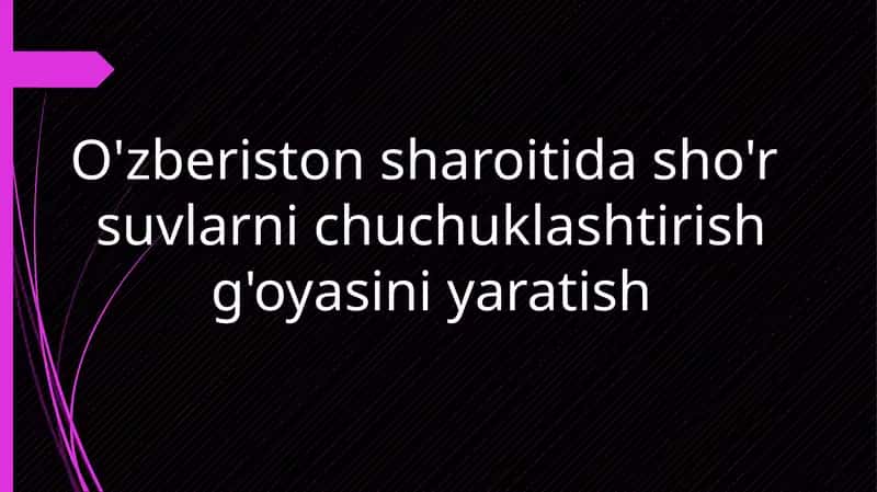 O'zberiston sharoitida sho'r suvlar ni chuchuklashtirish g'oyasi 1