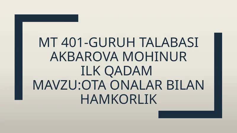 Ota onalar bilan hamkorlik 1