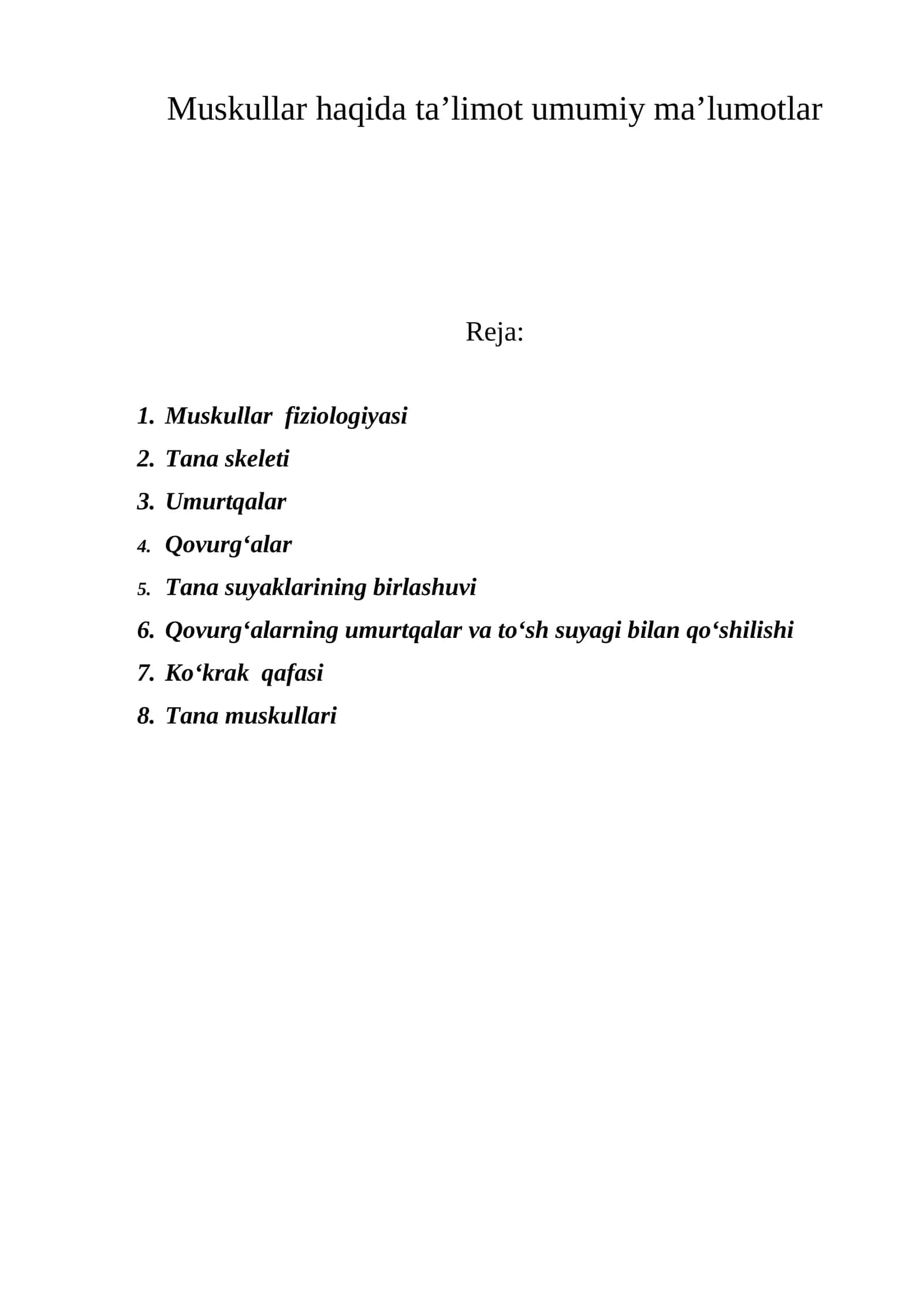 Muskullar haqida ta’limot umumiy ma’lumotlar 1
