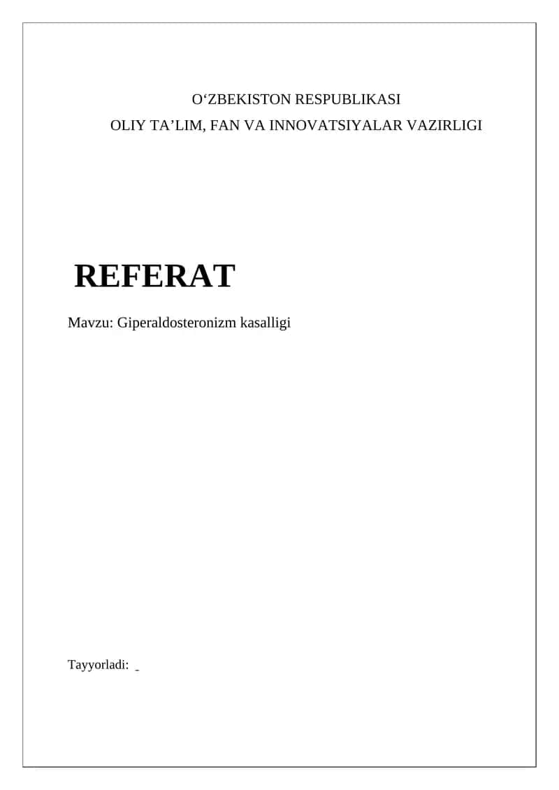Giperaldosteronizm kasalligi 1