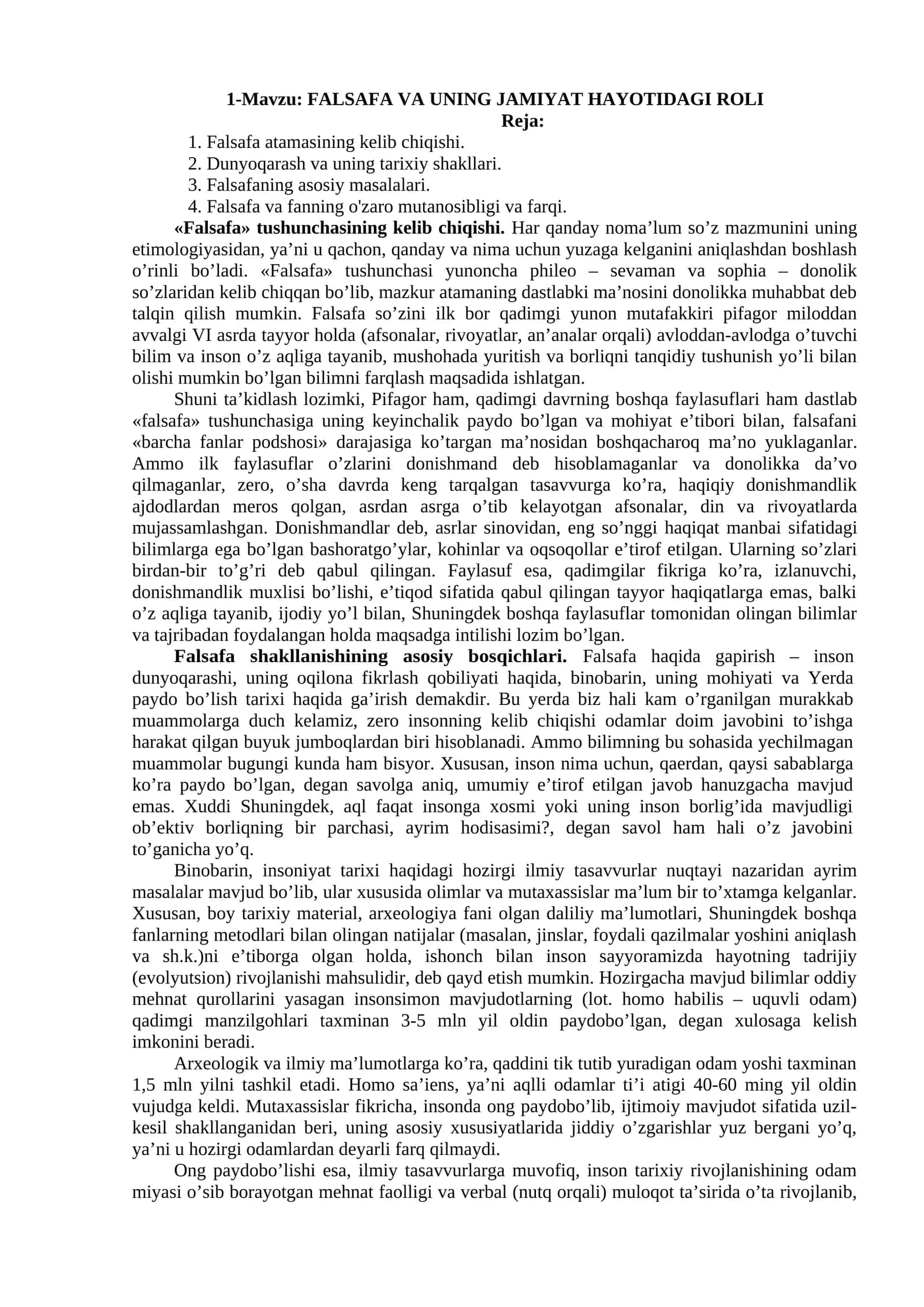 FALSAFA VA UNING JAMIYAT HAYOTIDAGI ROLI 1