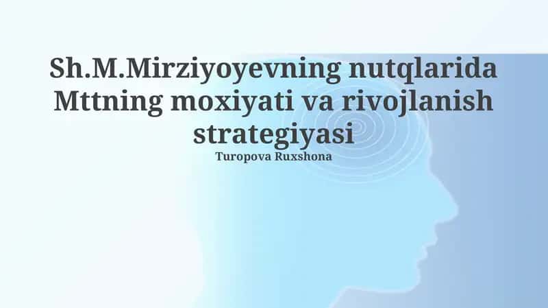 Mttning moxiyati va rivojlanish strategiyasi 1
