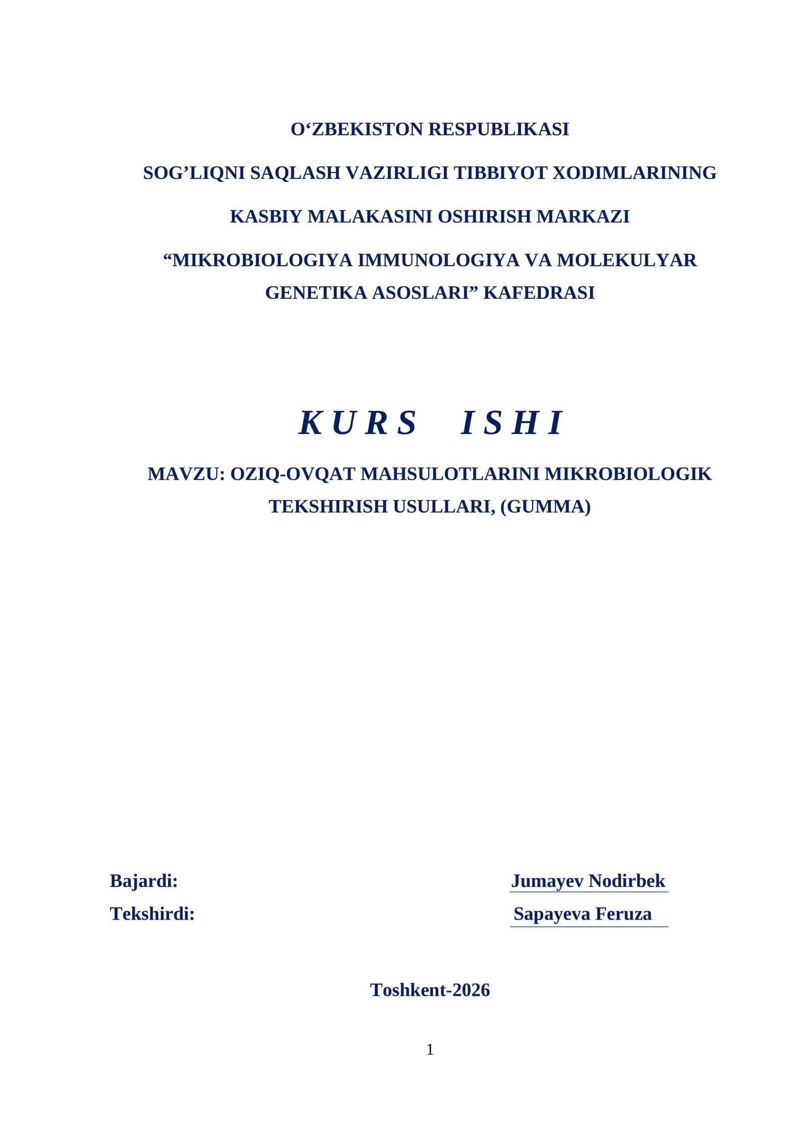 Oziq ovqat  mahsulotlarini mikrobiologik tekshirish usullari 1