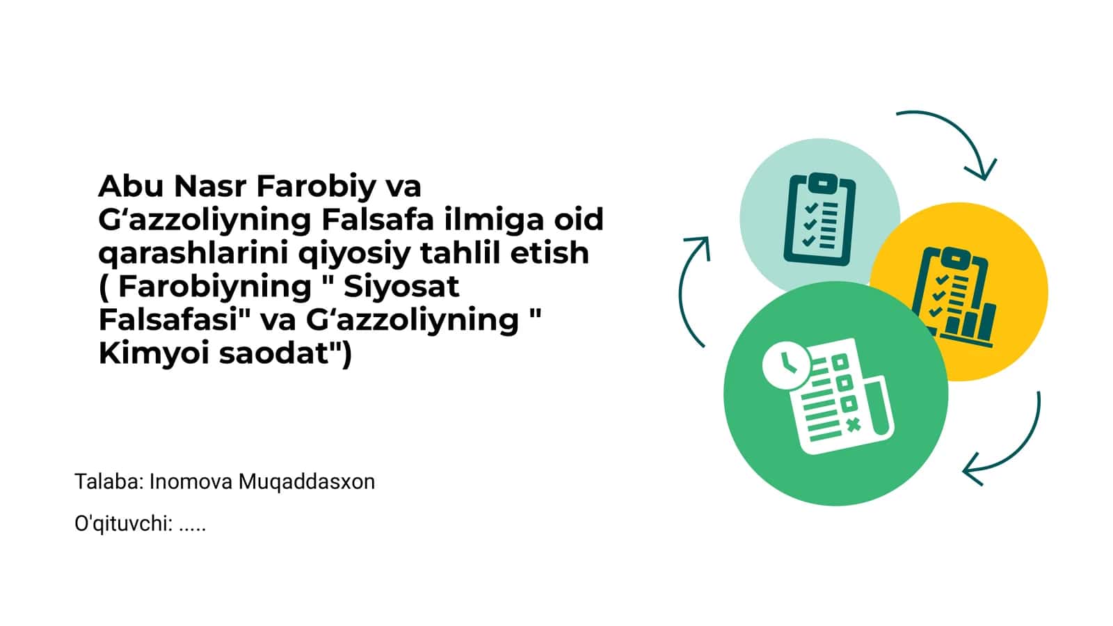 Abu Nasr Farobiy va Gʻazzoliyning Falsafa ilmiga oid qarashlarini qiyosiy tahlil etish 1