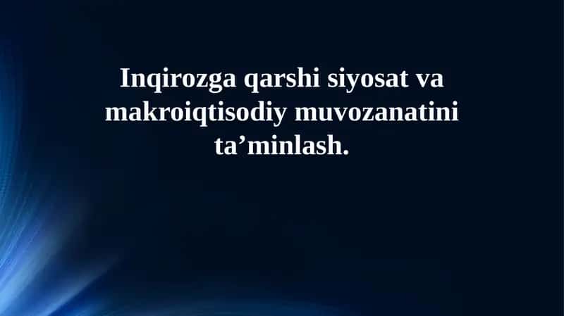 Krizisga qarshi siyosat va makroiqtisodiy muvozanatini ta’minlash 1