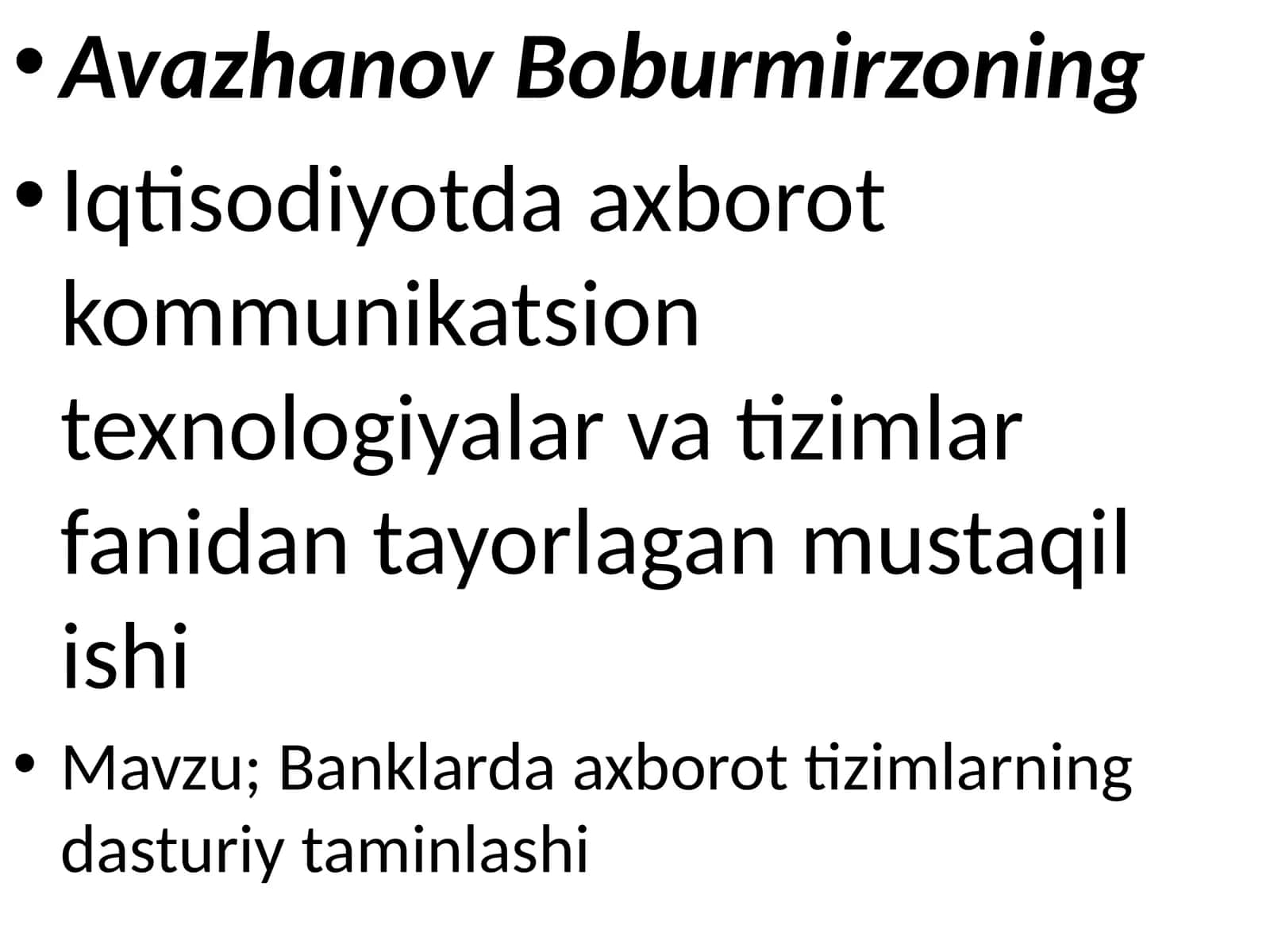 Banklarda axborot tizimlarining dasturiy ta'minlashi 1