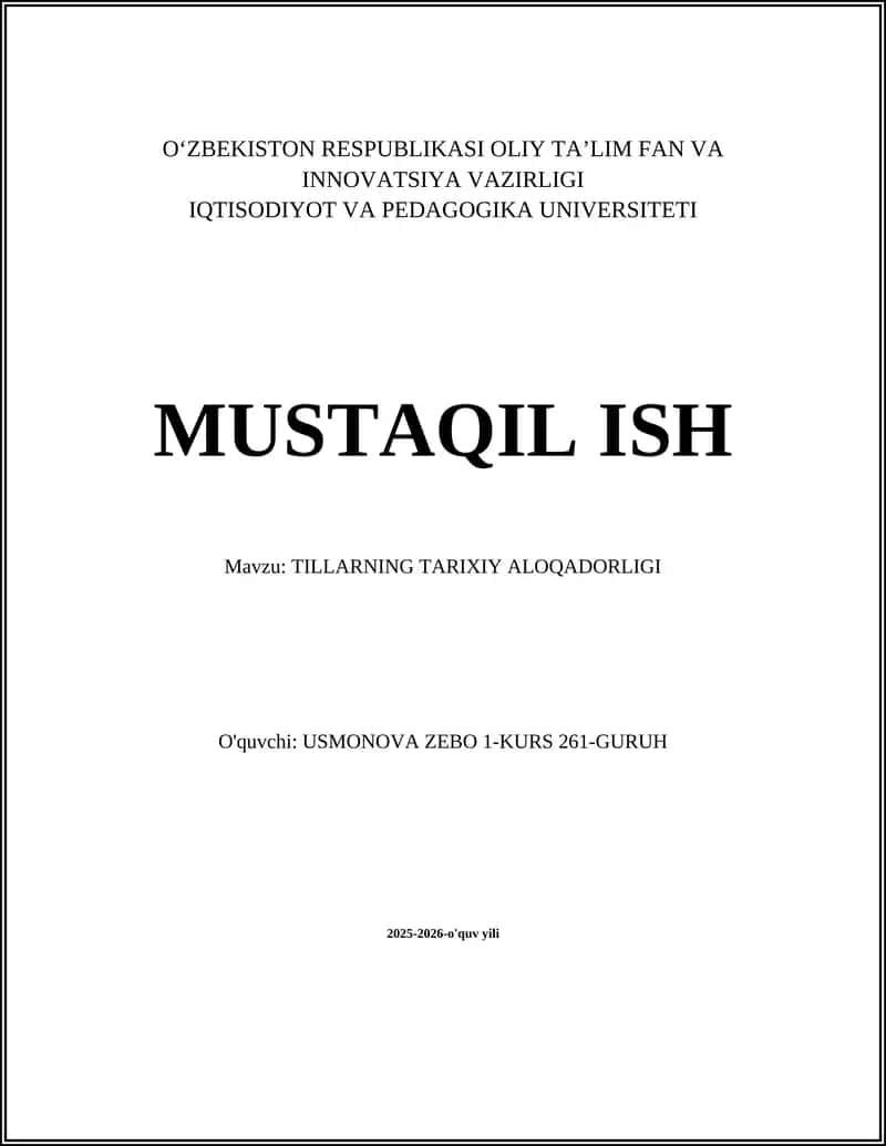 Tillarning genealogik tasnifi va til oilalari 1