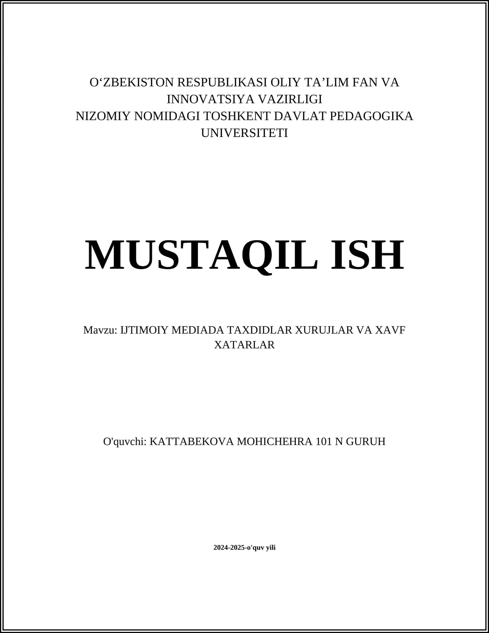 IJTIMOIY MEDIADA TAXDIDLAR XURUJLAR VA XAVF XATARLAR 1