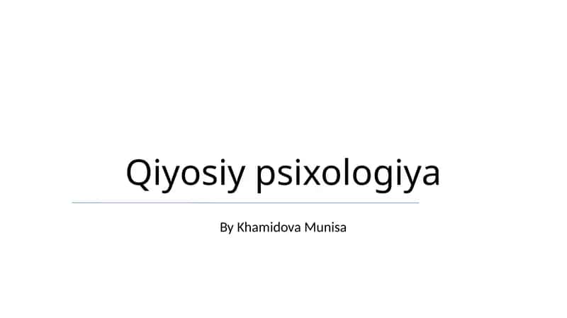 Qiyosiy psixologiya 1
