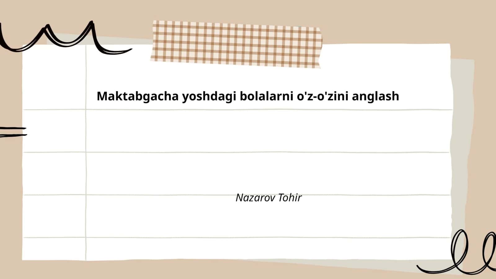 Maktabgacha yoshdagi bolalarni o'z-o'zini anglash 1
