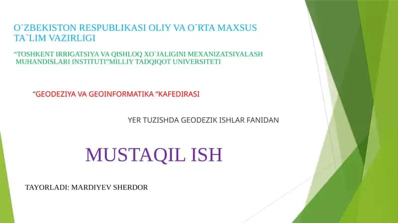 Yermaydonlarini mexanik usulda loyixalash 1