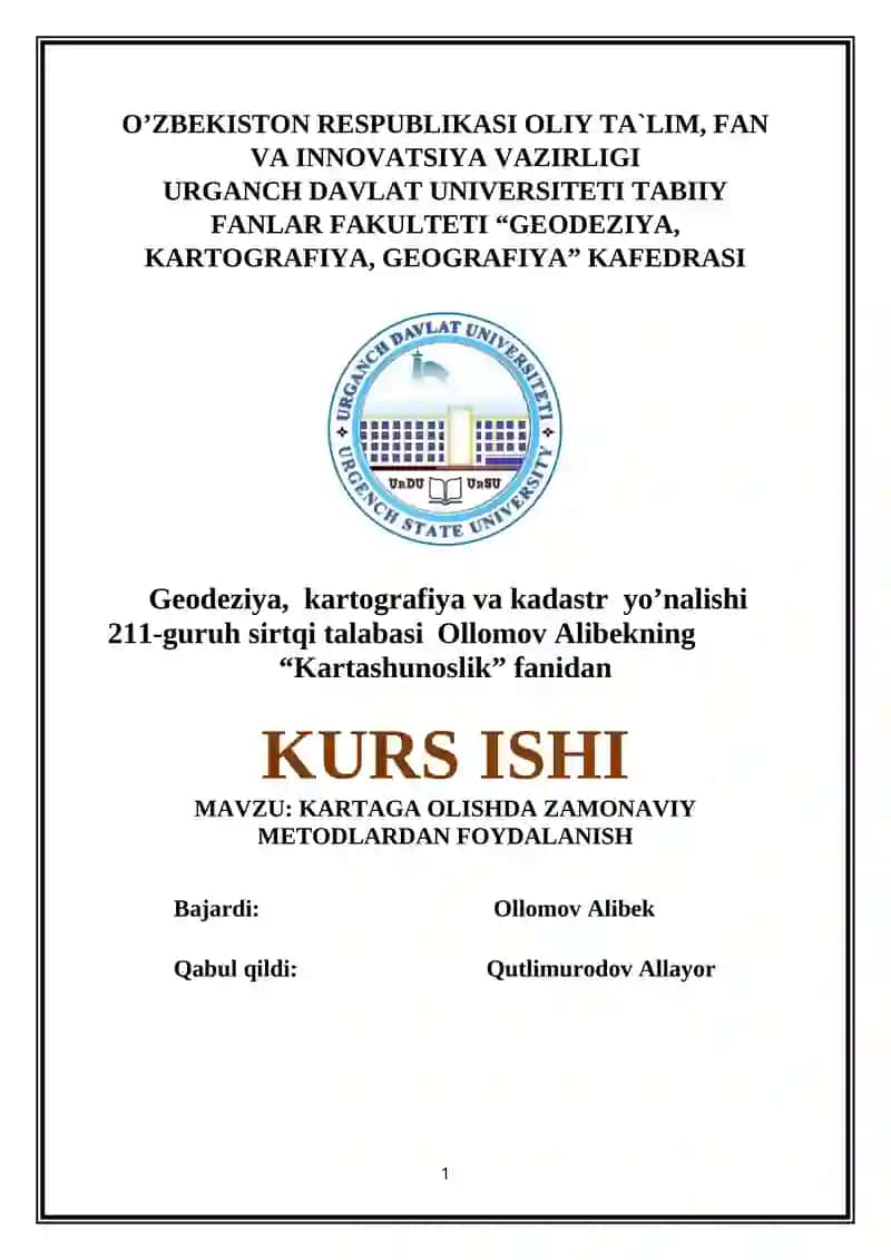 KARTAGA OLISHDA ZAMONAVIY METODLARDAN FOYDALANISH