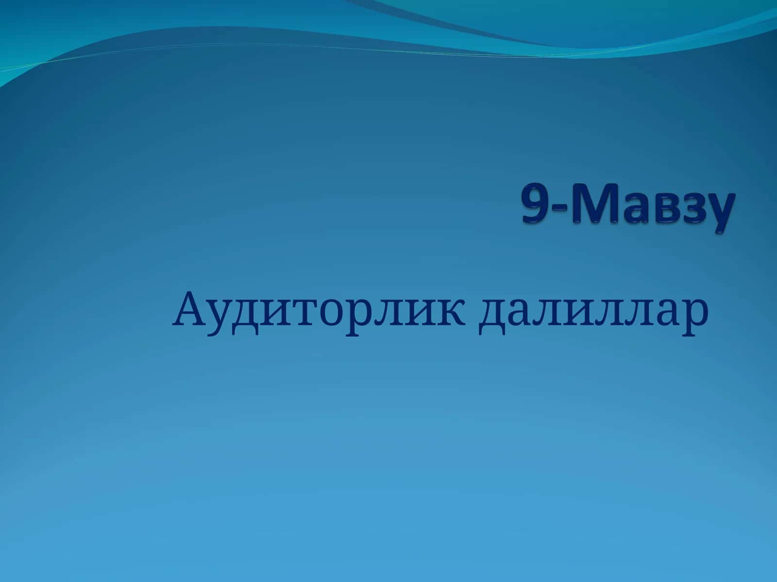 АУДИТОРЛИК ДАЛИЛЛАРИ 1