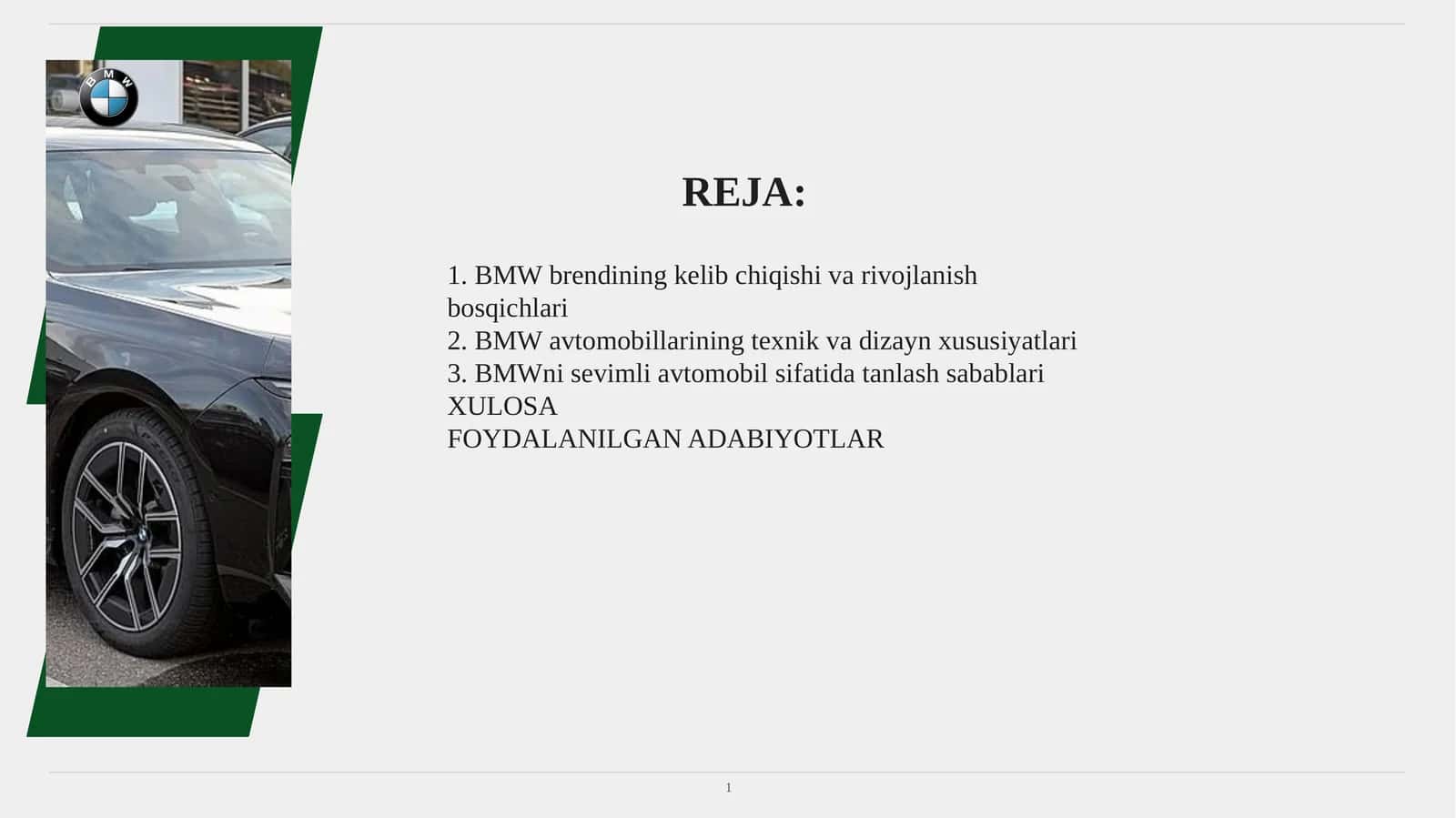 BMW avtomobillarining texnik va dizayn xususiyatlari 1