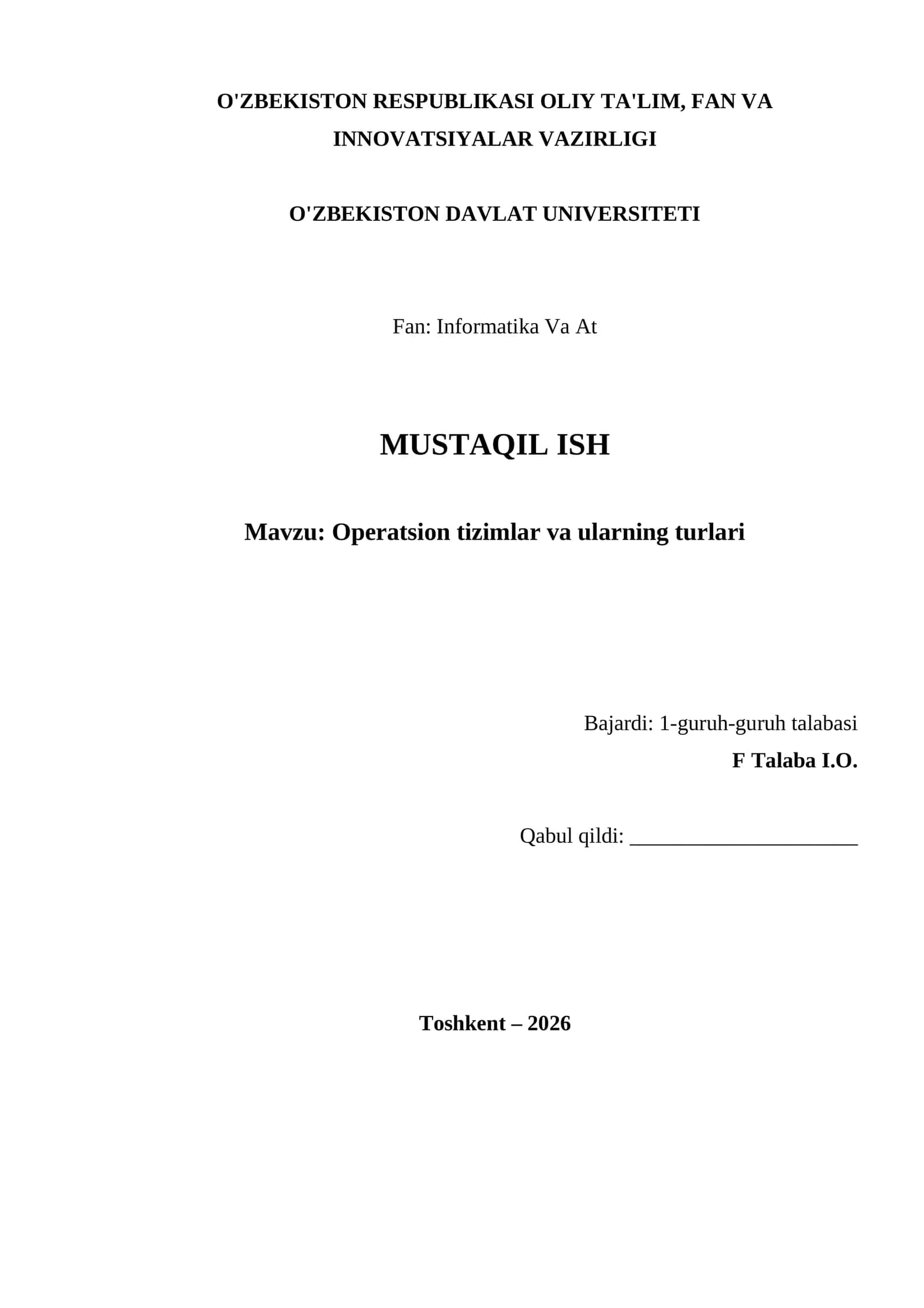 Operatsion tizimlar va ularning turlari 1