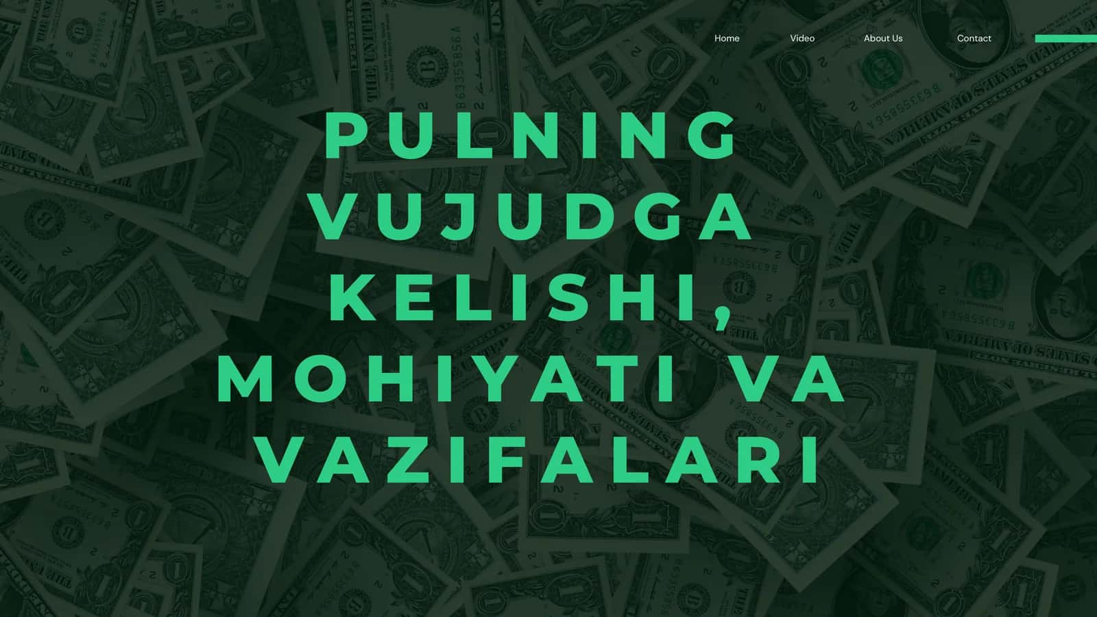 Pulning Vujudga Kelishi, Mohiyati Va Vazifalari 1