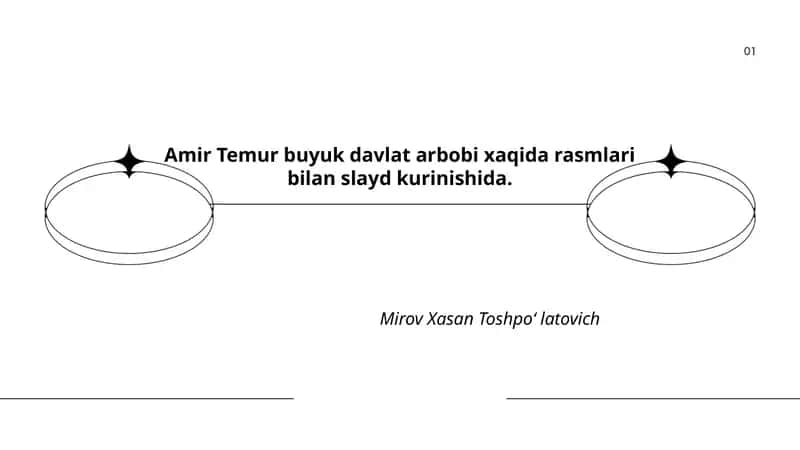 Amir Temur buyuk davlat arbobi xaqida rasmlari bilan slayd kurinishida 1