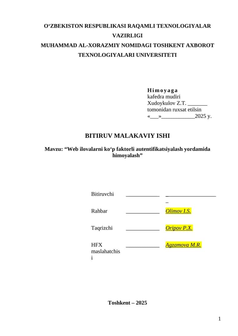 Web ilovalarni ko‘p faktorli autentifikatsiyalash yordamida himoyalash 1